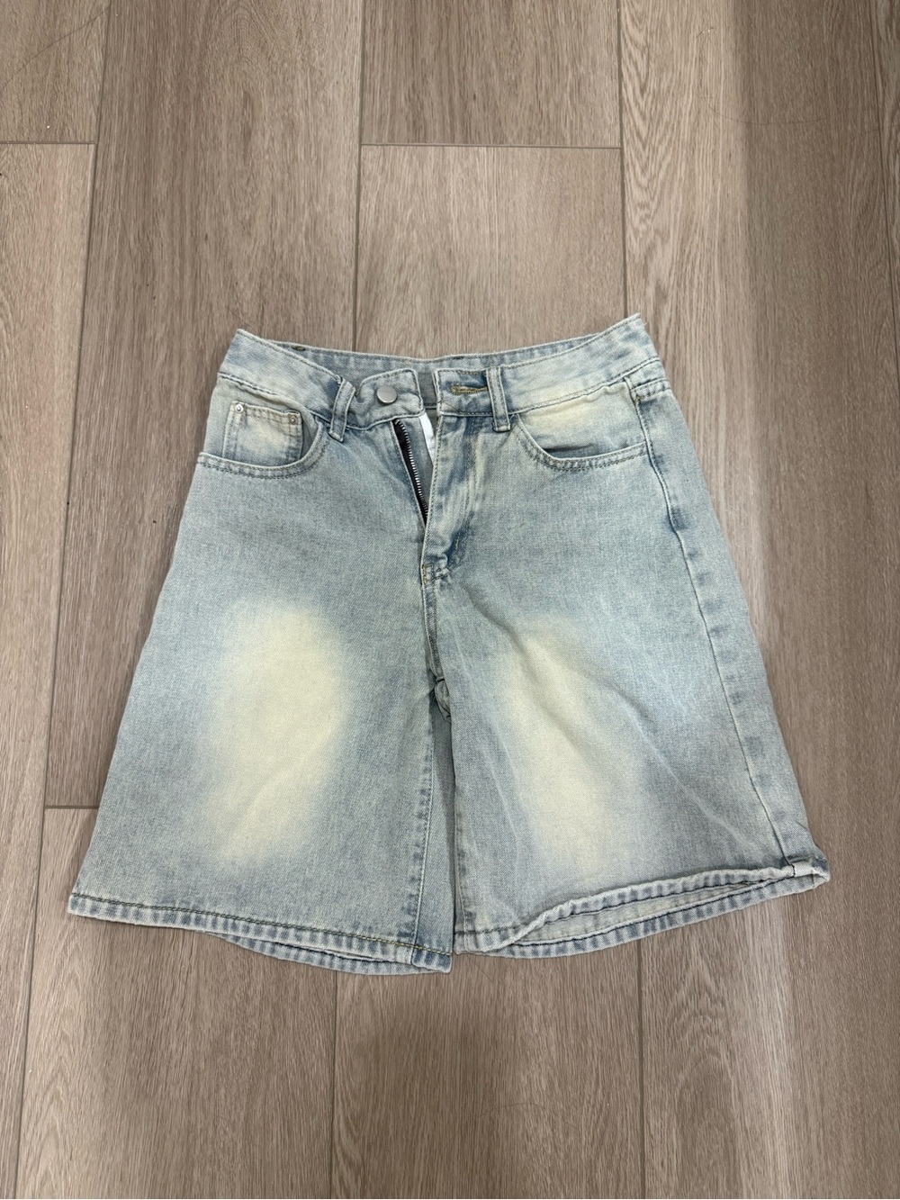 Women's Light Blue Washed Denim Shorts
